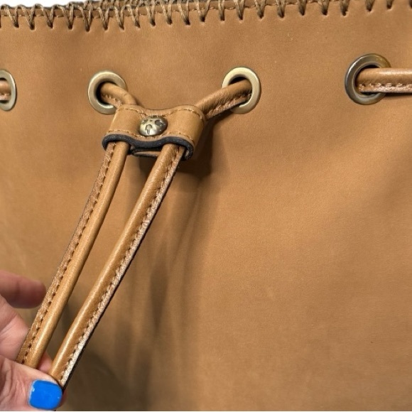 Patricia Nash Large Carrara Drawstring Leather Wheat Crossbody Fringe Western - Picture 14 of 16